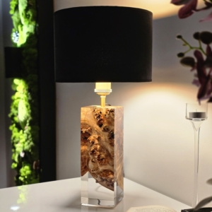 lampa stołowa z drewna oliwnego i żywicy – oxo (b57)