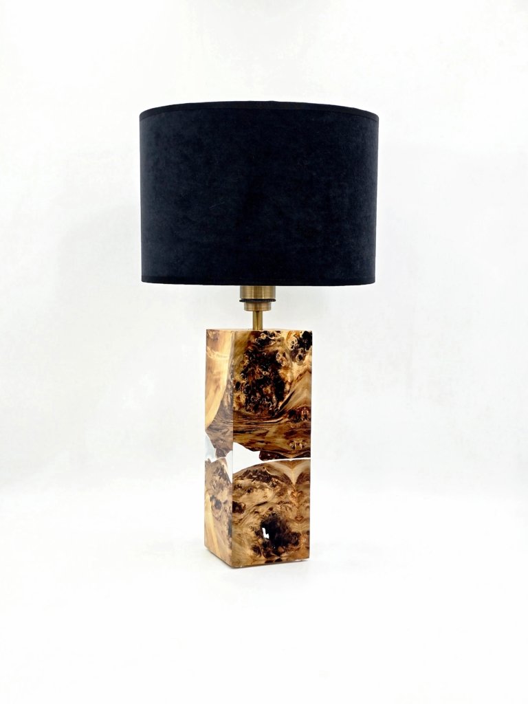lampa stołowa z drewna topoli i żywicy – wuko (b58)