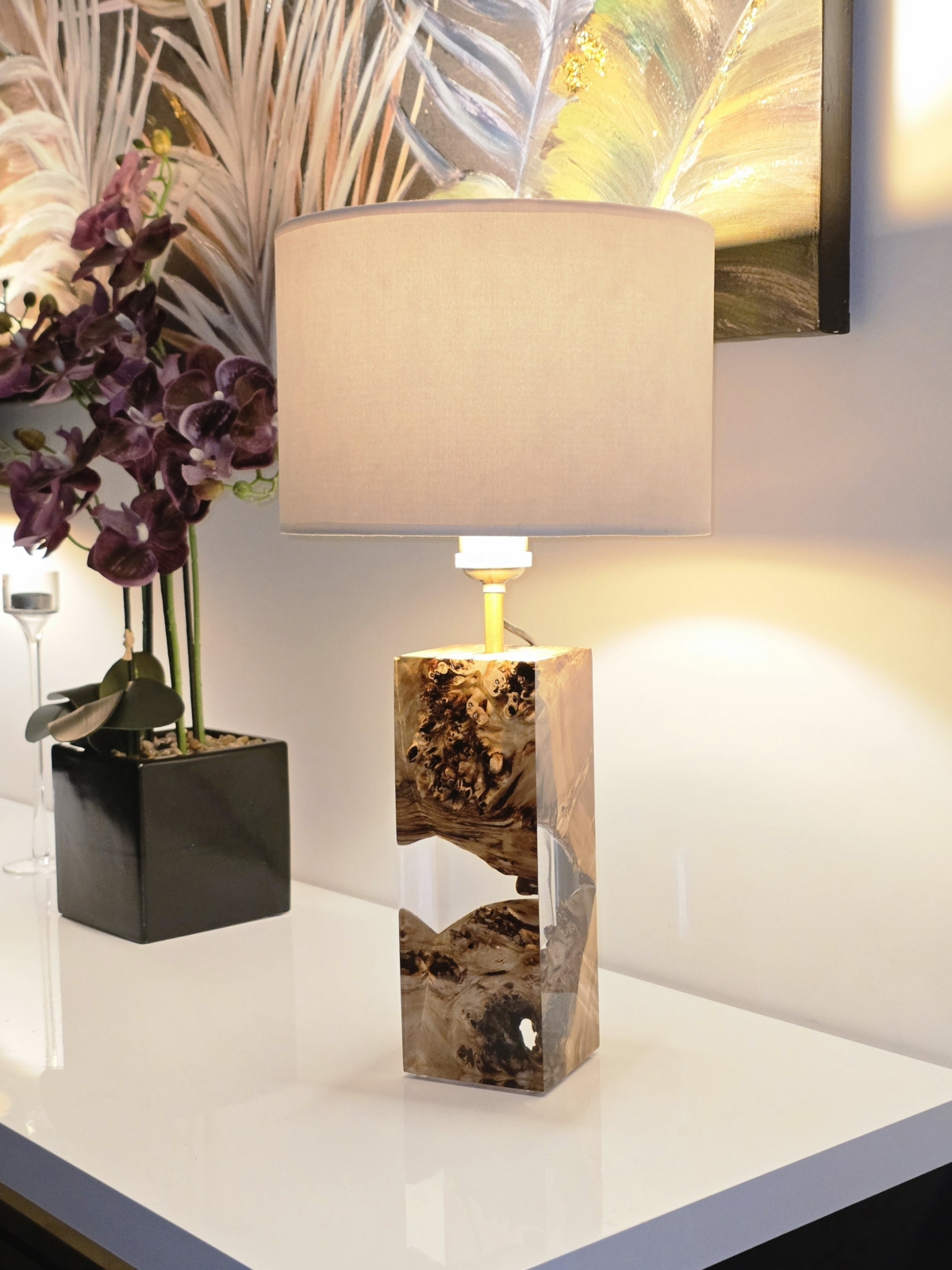 lampa stołowa z drewna topoli i żywicy – wuko (b58)