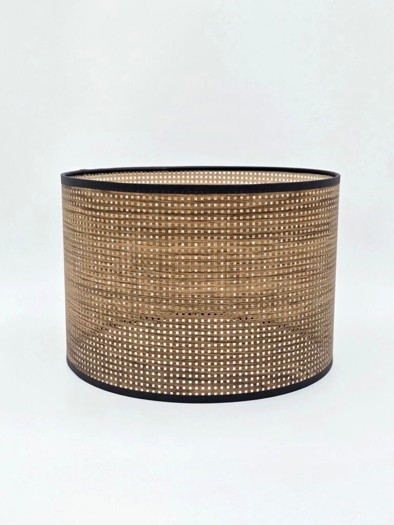 Abażur duży walec, brąz rattan